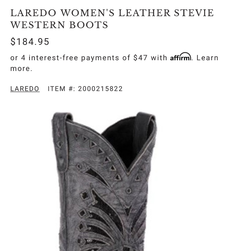 Black Laredo cowgirl boots size 10